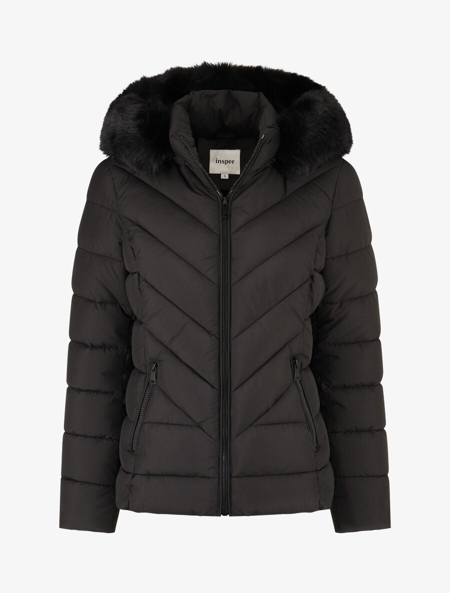 Doudoune à fourrure synthétique - Noir - 6