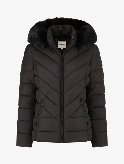 Doudoune à fourrure synthétique - Noir - 6