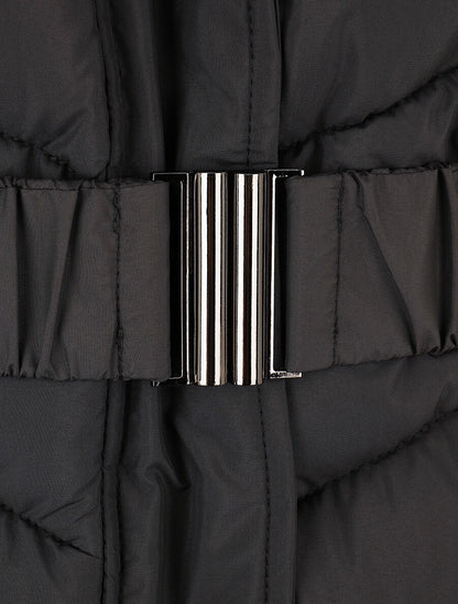 Doudoune droite à fourrure synthétique - Noir - 3