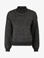 Pull uni irisé à col rond - Noir - 4