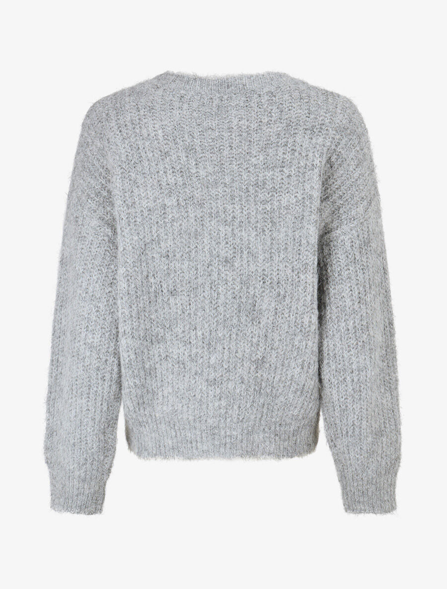 Pull duveteux uni irisé - Gris - 2