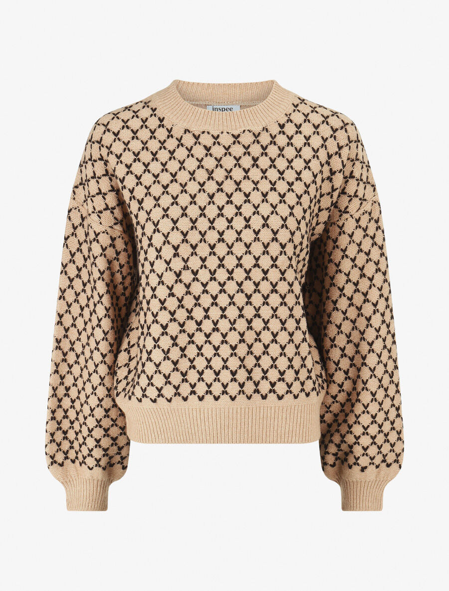 Pull uni à motif stylisé - Camel - 4