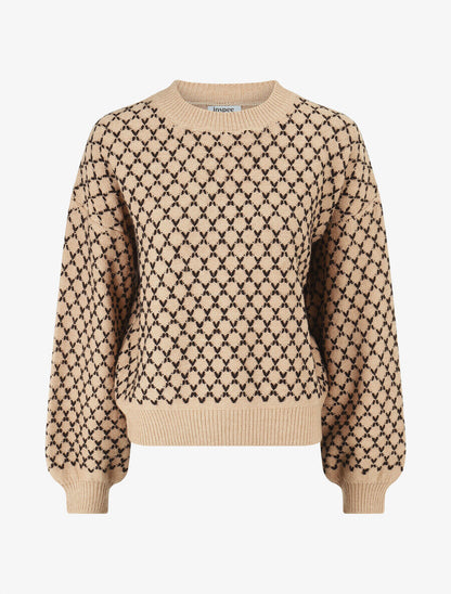 Pull uni à motif stylisé - Camel - 4