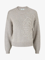 Pull uni irisé à motif floral - Gris - 1