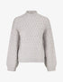 Pull uni en maille à col montant - Gris - 1