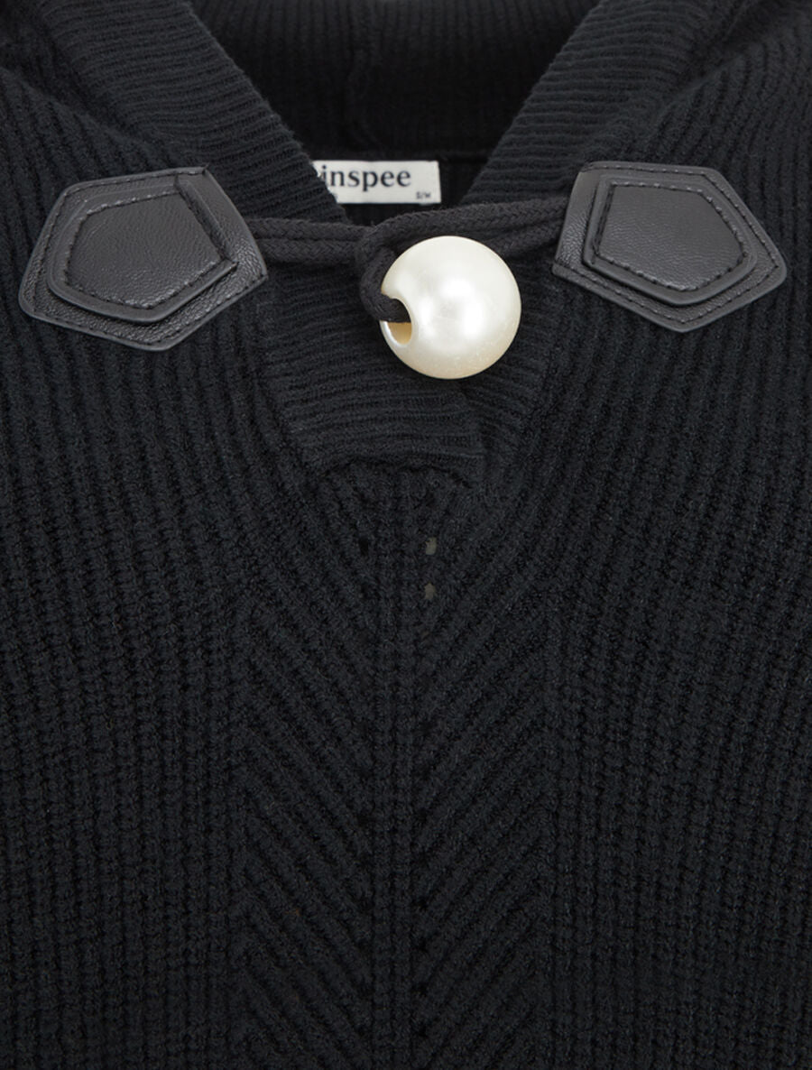Pull côtelé à capuche - Noir - 3