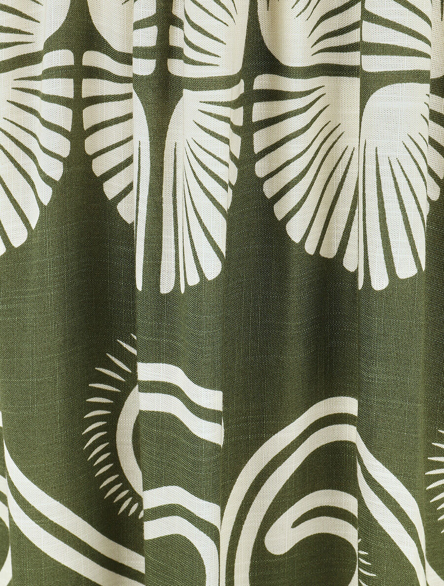 Robe longue à fines bretelles imprimé fantaisie - Kaki - 3