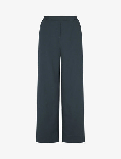 Ensemble chemise et pantalon uni effet lin - Bleu pétrole - 5
