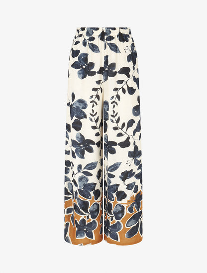 Ensemble chemise et pantalon imprimé floral - Marine - 7