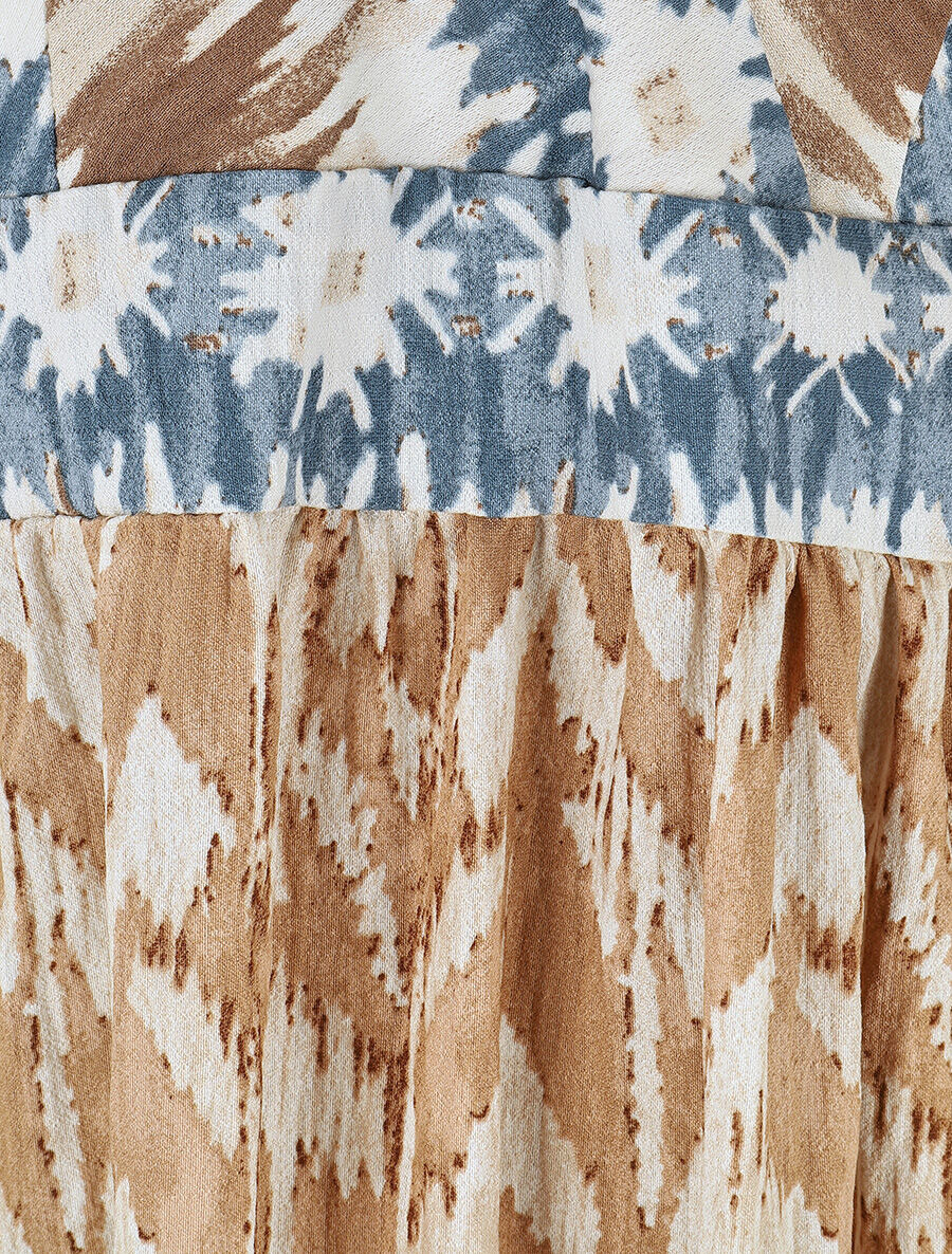 Robe longue graphique à fines bretelles - Bleu clair - 3