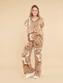 Ensemble chemise et pantalon imprimé tropical - Marron - 1