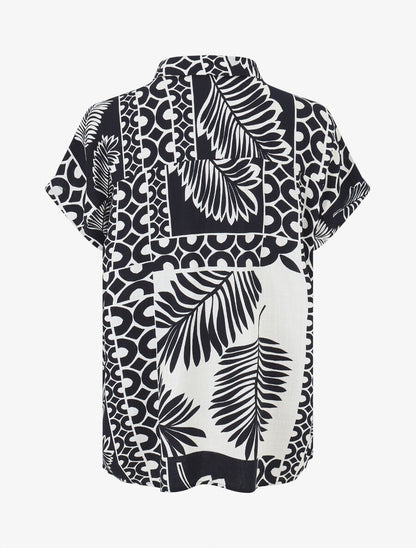 Ensemble chemise et pantalon imprimé tropical - Marine - 4