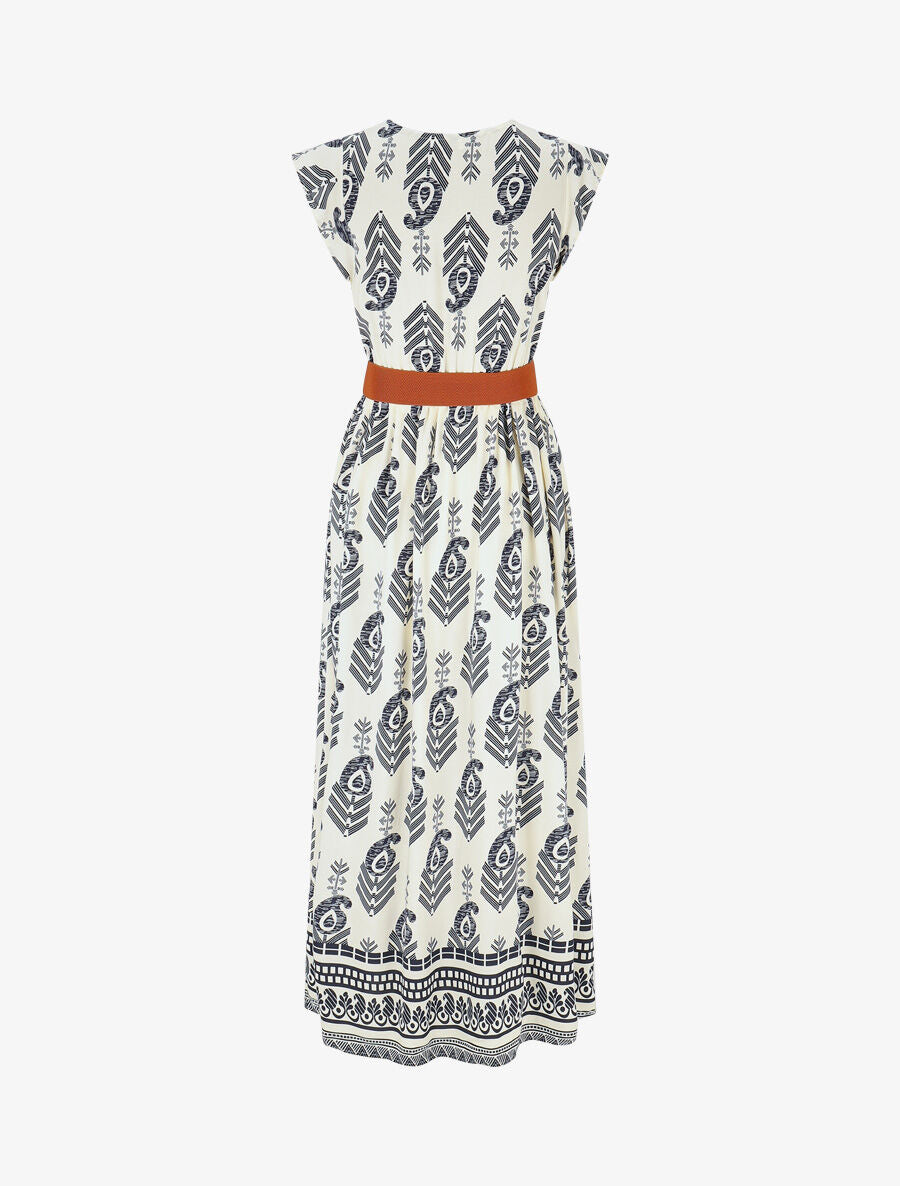 Robe longue à imprimé fantaisie et mosaïque - Marine - 2