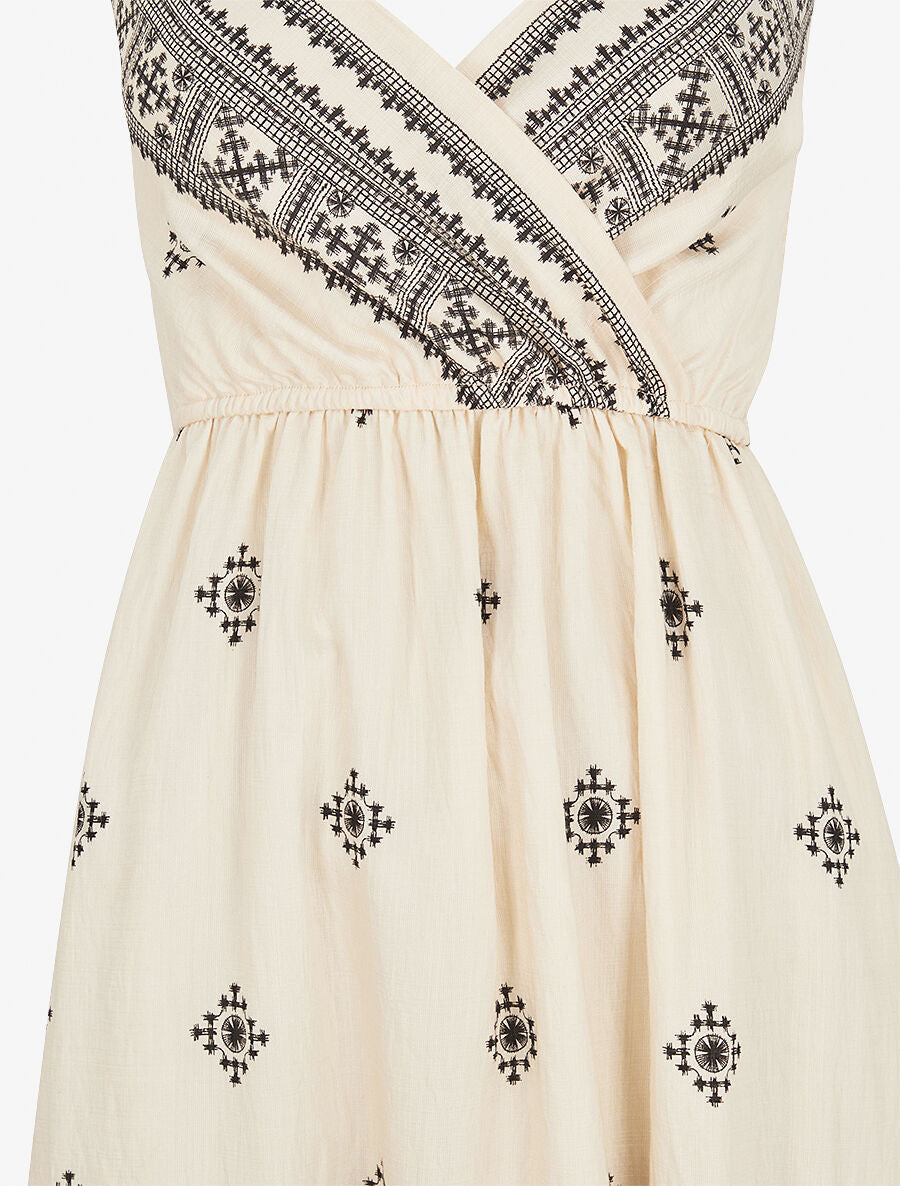 Robe longue à fines bretelles à imprimé fantaisie - Beige - 3