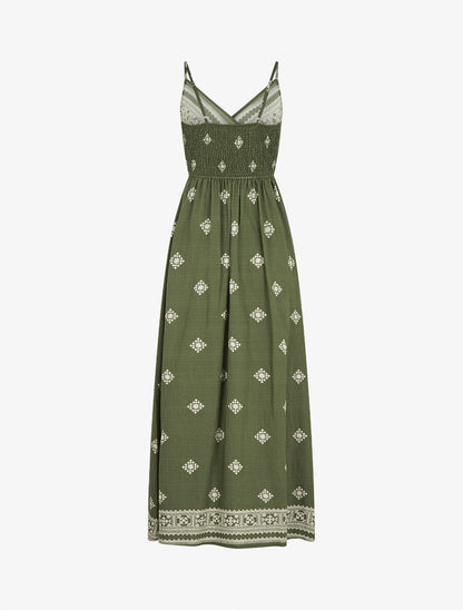 Robe longue à fines bretelles à imprimé fantaisie - Vert - 2