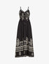 Robe longue à fines bretelles imprimé ethnique - Noir - 1