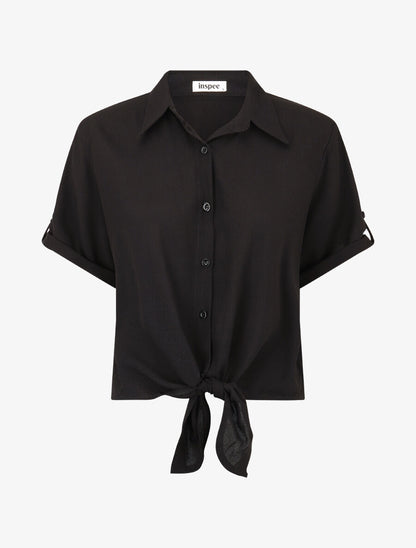 Ensemble top à nouer et pantalon - Noir - 2