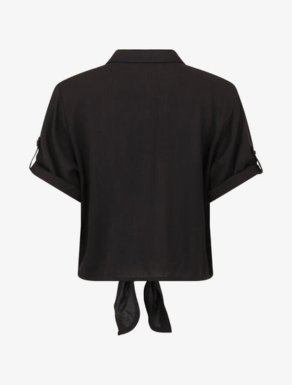 Ensemble top à nouer et pantalon - Noir - 3