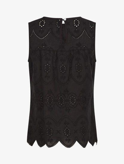 Top droit sans manches en broderie anglaise - Noir - 2