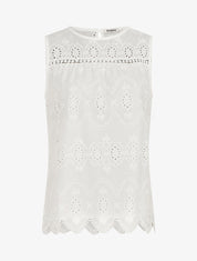Top droit sans manches en broderie anglaise - Blanc - 1