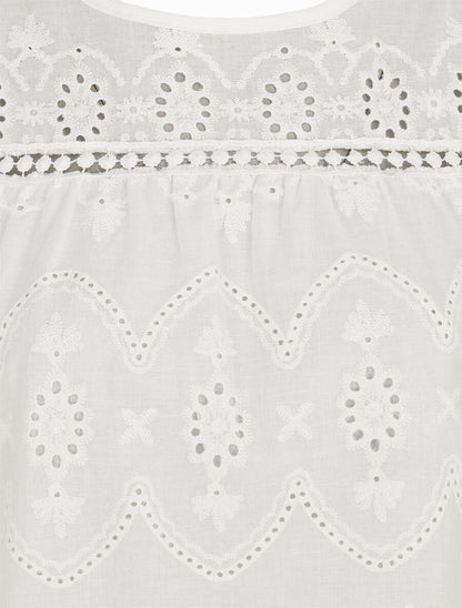 Top droit sans manches en broderie anglaise - Blanc - 3