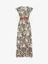 Robe longue évasée imprimé tropical - Gris foncé - 1