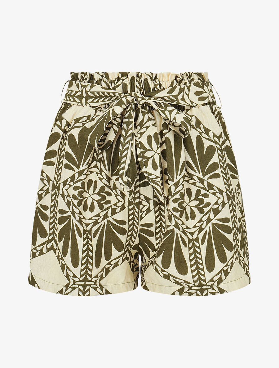 Short paper bag imprimé ikat - Kaki - 1