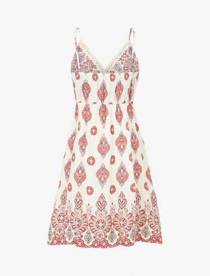 Robe mi-longue à bretelles imprimé floral - Rose - 2