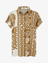 Chemise ample manches courtes imprimé tropical - Marron - 1