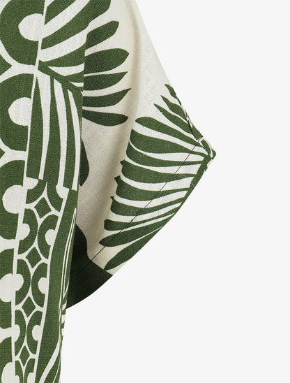 Chemise ample manches courtes imprimé tropical - Kaki - 3