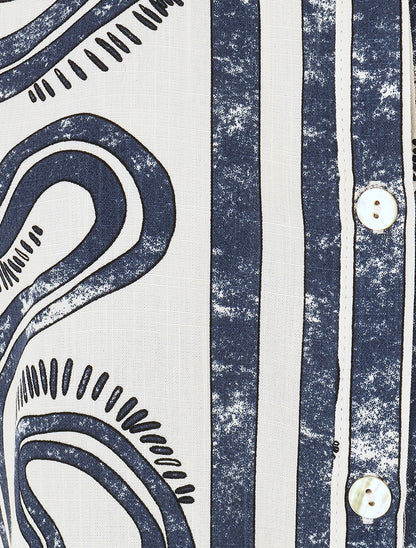 Chemise ample manches courtes imprimé fantaisie - Marine - 3
