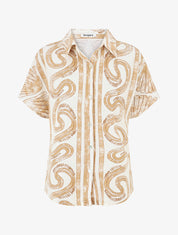 Chemise ample manches courtes imprimé fantaisie - Taupe - 1