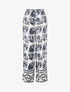 Pantalon droit taille haute imprimé fantaisie - Marine - 1