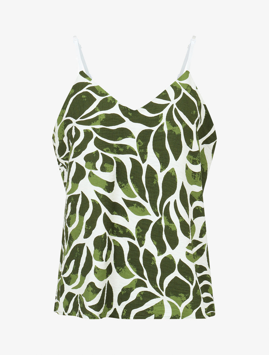 Caraco imprimé abstrait à fines bretelles - Kaki - 1