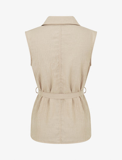 Top sans manches à nouer - Beige - 2