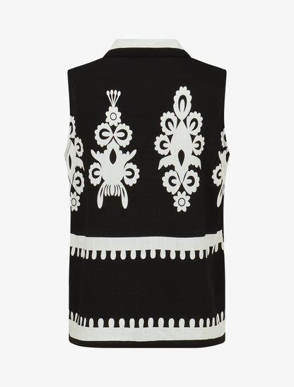Top sans manches imprimé ikat - Noir - 2