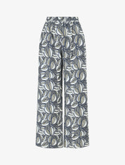 Pantalon élastiqué imprimé wax - Marine - 1