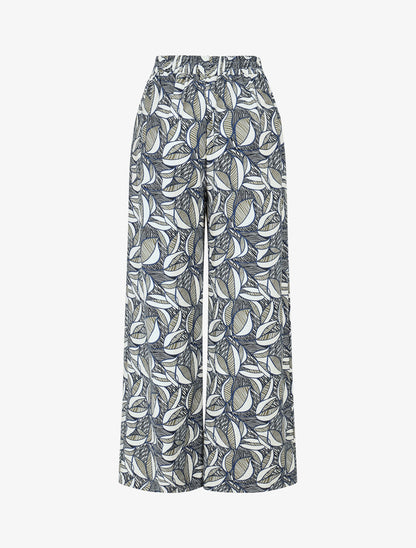 Pantalon élastiqué imprimé wax - Marine - 2