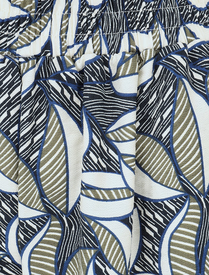 Pantalon élastiqué imprimé wax - Marine - 3