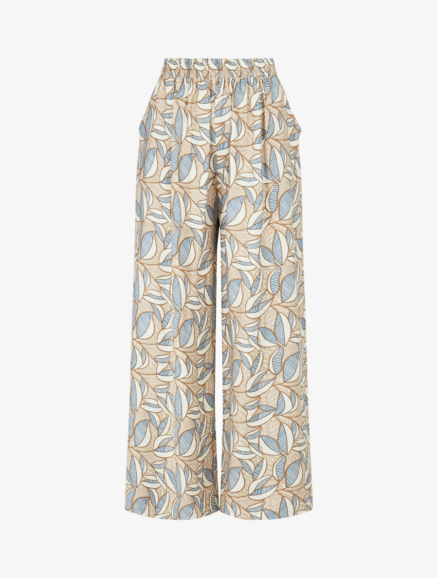 Pantalon élastiqué imprimé wax - Taupe - 1