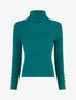 Pull côtelé à col roulé et boutons - Vert bouteille - 1
