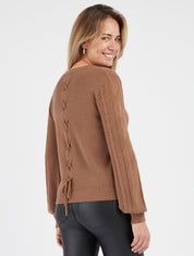 Gerader Pullover mit Korsettrücken - Maulwurf