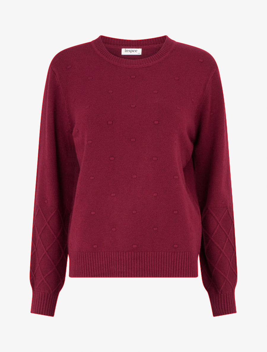 Pull en maille style pois coupe droite - Lie de vin - 1