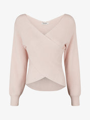 Rippenpullover mit Wickelausschnitt - Rose