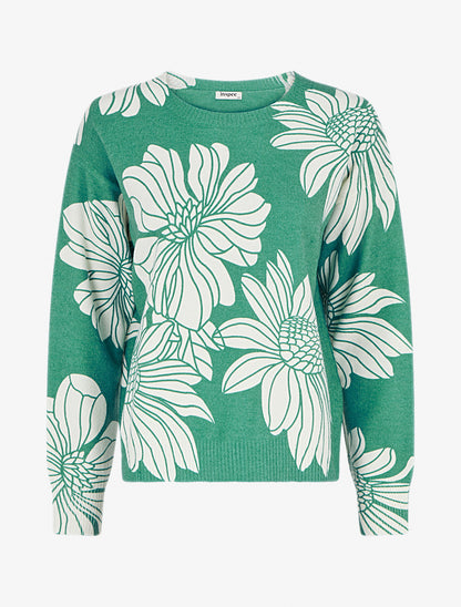 Pull à imprimé floral - Vert - 1