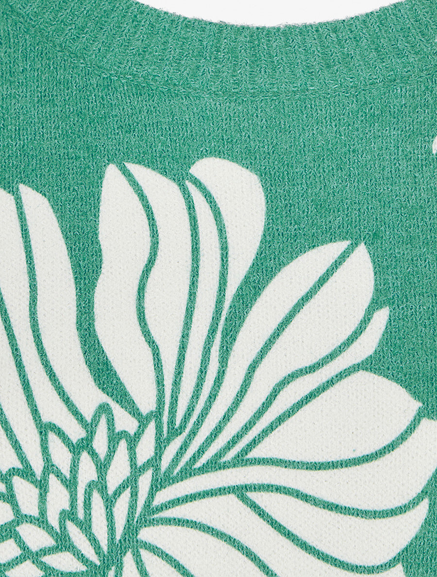Pull à imprimé floral - Vert - 3