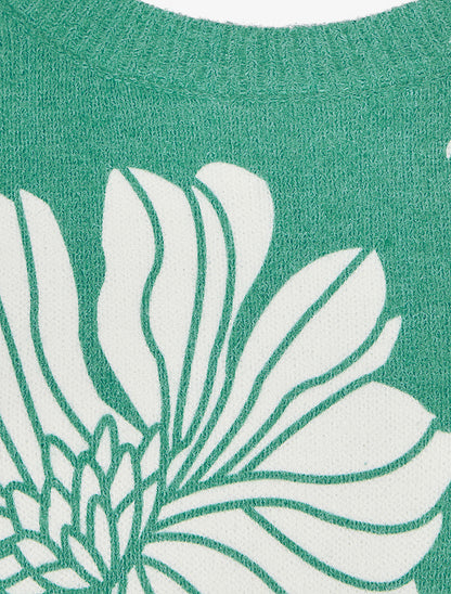 Pull à imprimé floral - Vert - 3