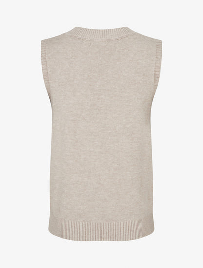 Pull sans manches droit à col V - Taupe clair - 2