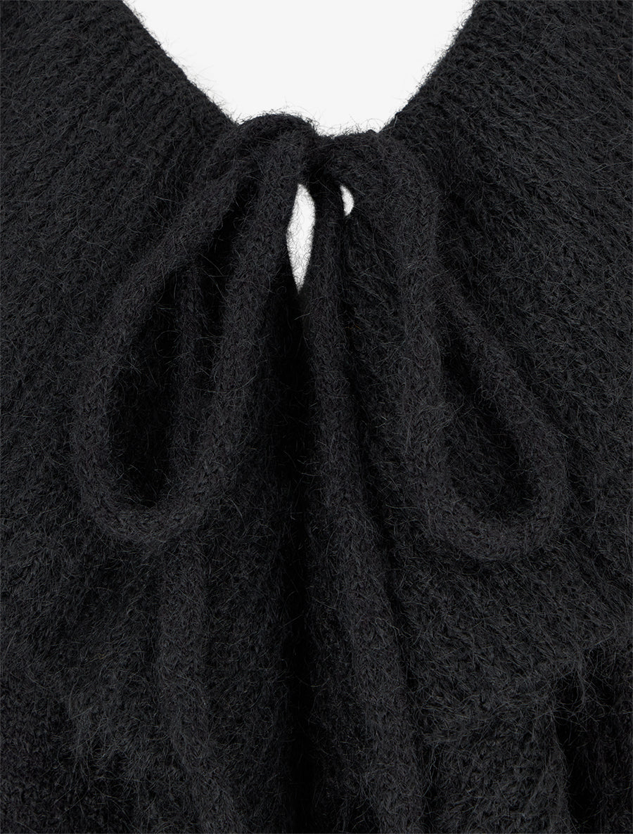 Gilet uni en maille - Noir - 3