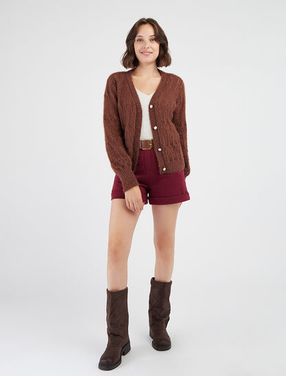 Flauschige Weste mit irisierenden Details - Braun